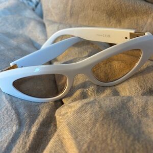 Retro Chic White Cat Eye Sunglasses with Amber Lenses
